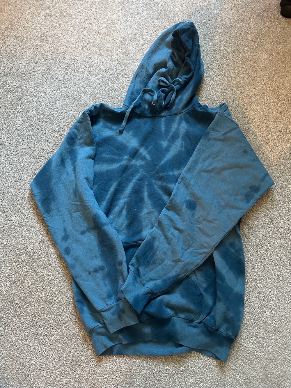 Port and Company Teal Blue Tie-Dye Pullover Hoodie